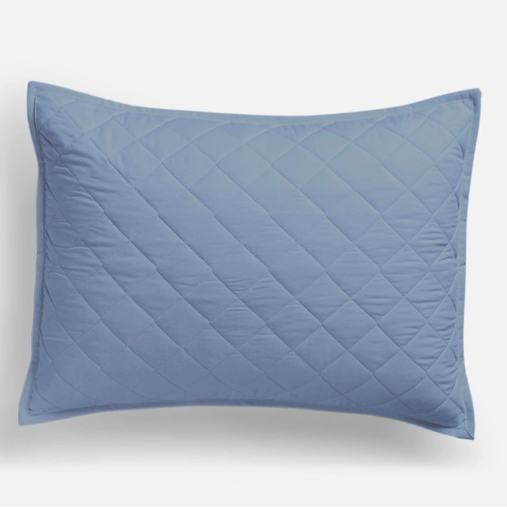 Red Land Cotton Blue Quilted Sham Pillowcases Like New